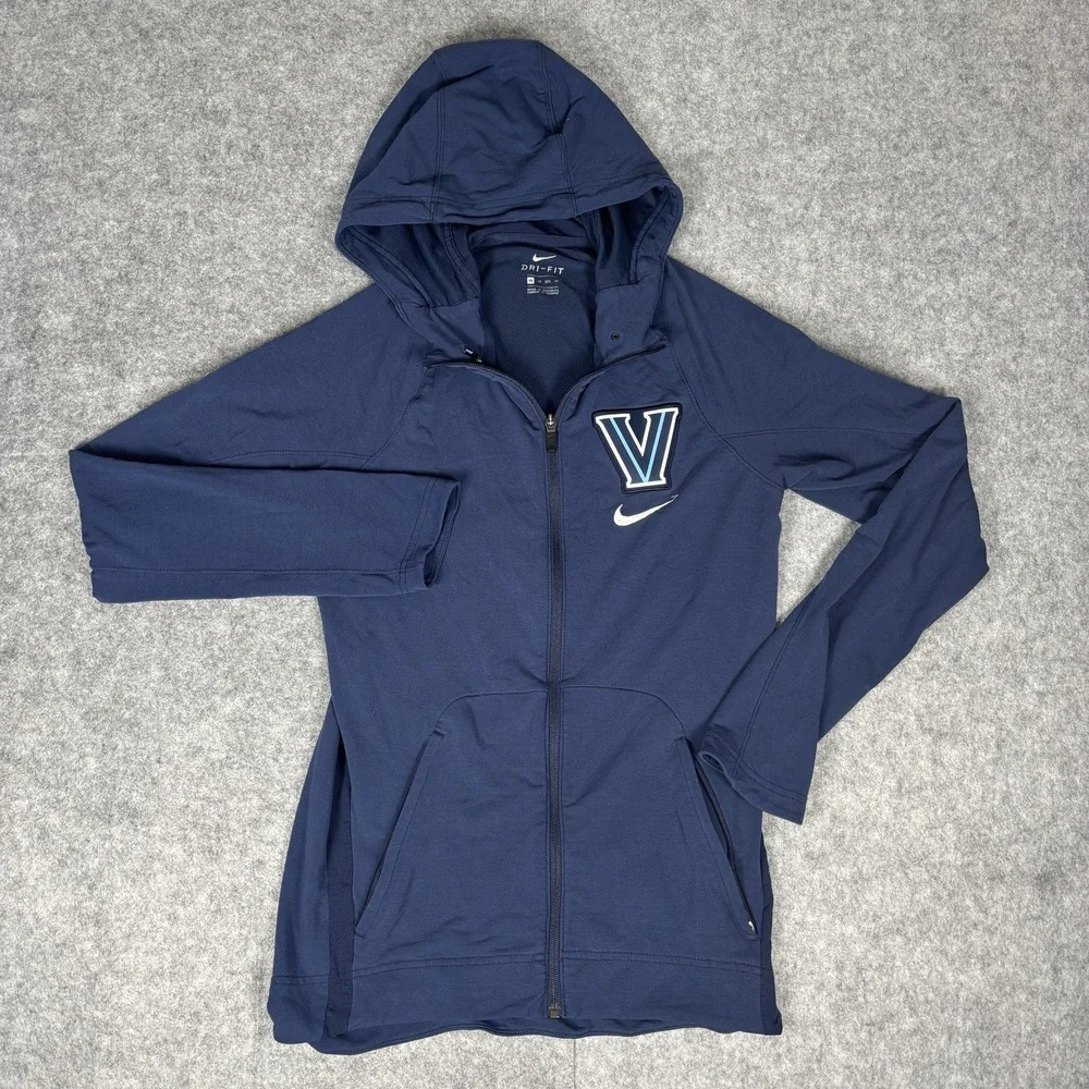 Villanova Wildcats Hoodie Womens Xs Blue NCAA Basketball Nike Dri Fit Full Zip - Picture 1 of 9